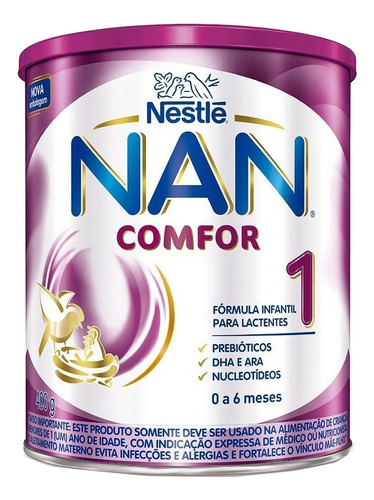 Leche de fórmula en polvo sin TACC Nestlé Nan Comfor 1 en lata de 1 de 400g - 0  a 6 meses