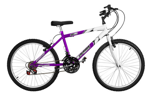 Bicicleta  de passeio Ultra Bikes Bike Aro 24 bicolor 18 marchas freios v-brakes cor branco/rosa