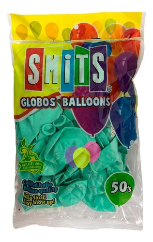 Globos Smits #9 C/50 Pastel O Neon Colores Smi1x1 Color Verde Pastel