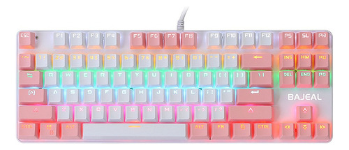 Teclado Mecánico Blanco + Suspensión Rosa Con Azul