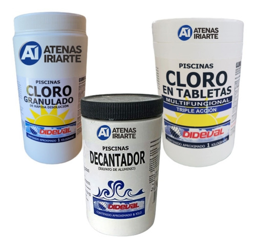 Cloro Granulado 1kg, Cloro Triple Acción 1kg, Decantador 1kg