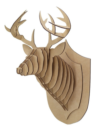 Trofeo Cabeza De Venado Hecha En Madera Mdf Rompecabezas 3d