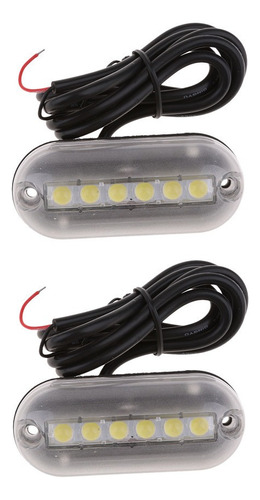 2x 12v Impermeable Blanca 6 Luces Led Para Montaje En