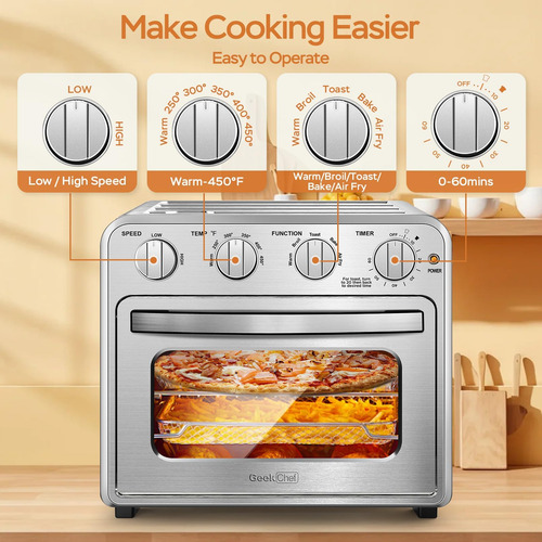 Freidora De Aire Horno Tostador Geek Chef De Convección