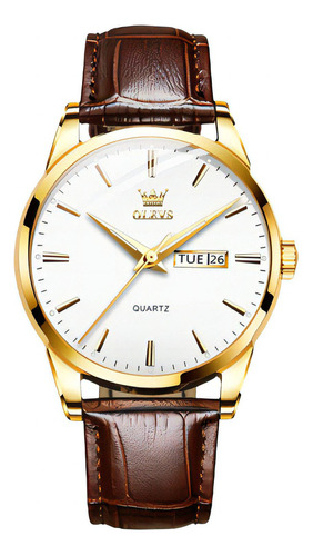 Relógio de pulso Olevs 6898 com corria de couro fondo branco