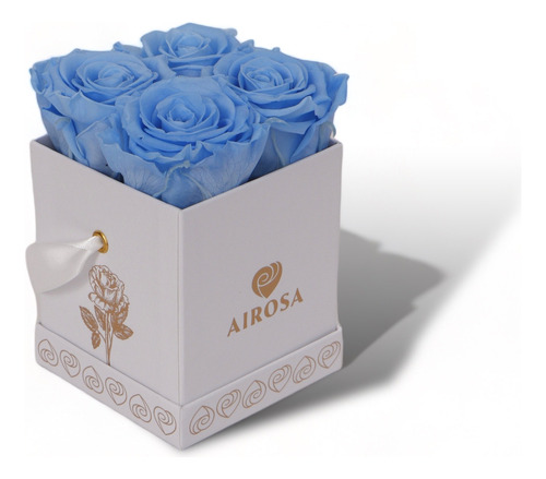 Rosas Preservadas Airosa Box 4 Color Celeste Caja White