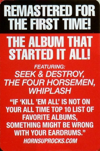 Imagen 5 de 8 de Vinilo Metallica Kill 'em All Imp. Usa Nuevo Sellado