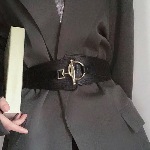 Cinturón Elástico Con Hebilla Ancha Para Mujer, Cintura