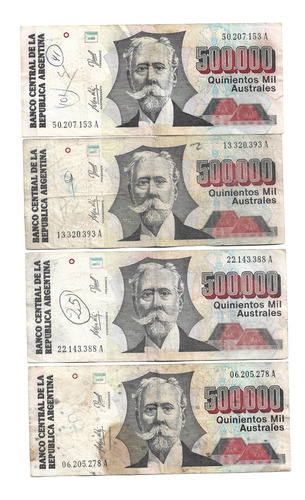 Liquido Lote 10 Billetes 500.000 Australes Serie A (Usado)