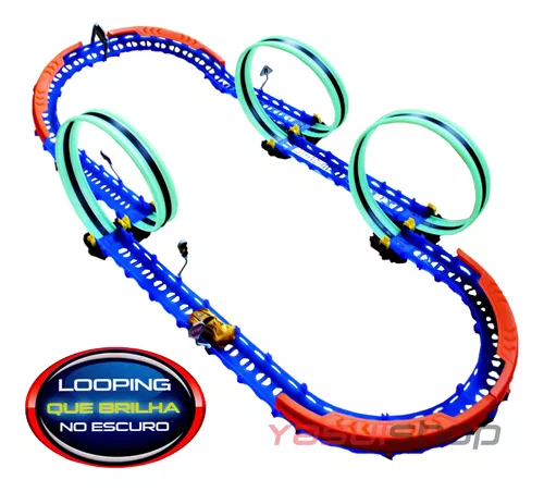 Pista Carrinho Brinquedo Neon Looping Brilha No Escuro Pk005