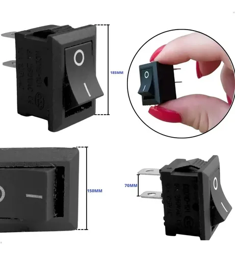 Chave Interruptor Botão Tik Tak On/ok Terminal De Encaixe Preto