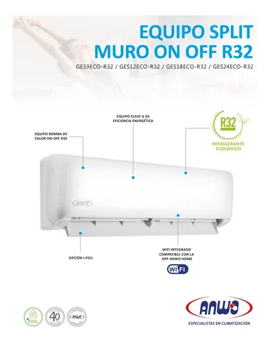 Split Muro Anwo 9.000 Btu Alta Eficiencia Wifi Incluido