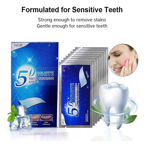14 Tiras Blanqueadoras Dentales 5d White Higiene Bucal