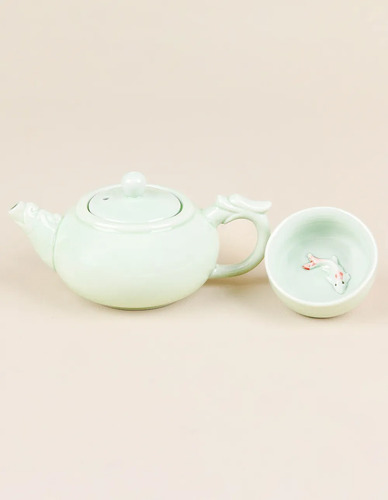Juego De Te Chino De Porcelana 7 Piezas: 1 Tetera 6 Pocillos