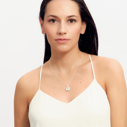 Collar Mujer Oro 14k Plata Zirconia, Mamá Luckyly Color Plateado