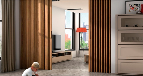 Imagen 5 de 8 de Puerta Plegable Pvc Color Madera Fresno 80 Cm Ancho X 2.10