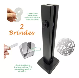 Coluna Torre Inox 30 Cm Preto Fosco Guarda Corpo Com 1 Furo