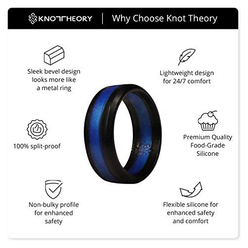 Knot Theory Striped Silicone Rings For Men Dama Thin Blue