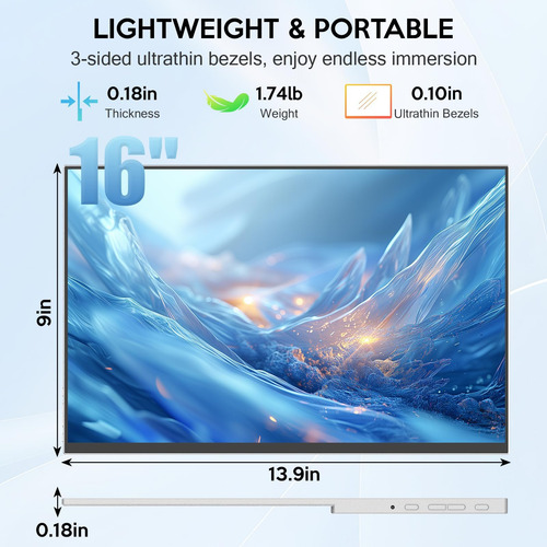 16 Monitor Portátil Oled, 3k 2880xhz 0.1ms Usb-c Hdmi Oled M