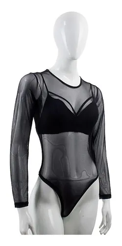  BYGYZSZ Body transparente para mujer, ropa de mujer con correa  sólida, overol de manga larga para mujer (color negro, tamaño: grande) :  Ropa, Zapatos y Joyería