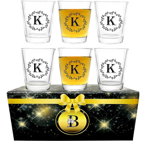 Bisyata Monogram Vasos De Chupito Inicial Personalizado, Reg