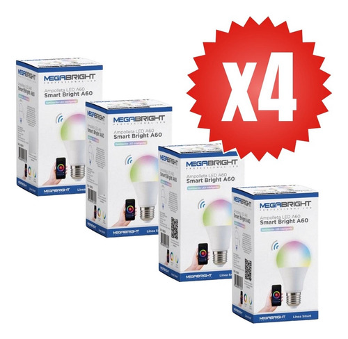 Imagen 4 de 7 de Pack Ahorro 4 Ampolleta Led Smart Wifi 10w E27 Google Home A