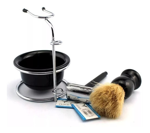 Kit Barba Vintage Retrô Barbearia Navalha Pincel Banheiro