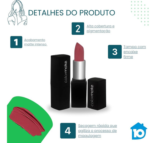 Batom Colormake Matte Longa Duração Alta Cobertura Profissio
