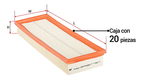 Caja De 20 Filtros De Aire Sakura Ml350 V6 3.5l 06/09