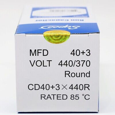 Supco Cd40+3x440r Hvac Motor Round Dual Run Capacitor 40 Vve