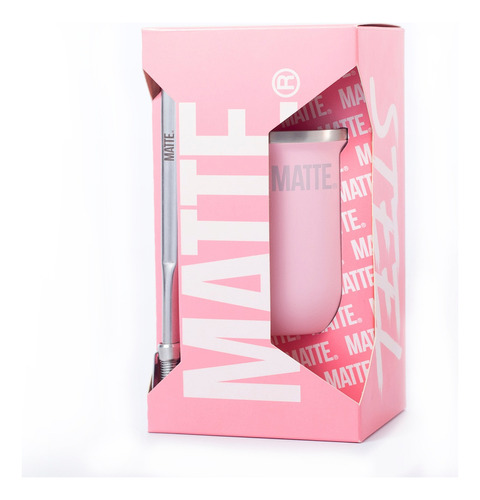 Mate Steel De Acero Inoxidable Termico Pink + Bombilla