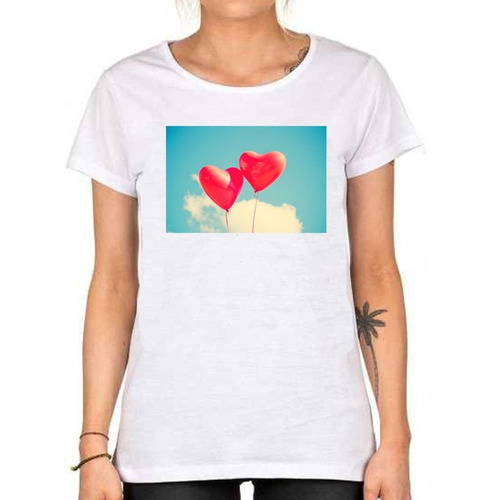 Remera De Mujer Corazon Heart Globos Cielo Amor Love Mod12