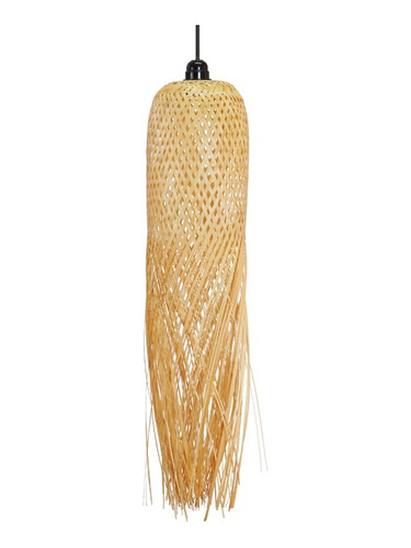 Lampara Bambú Desflecada Pequeña Pantalla Techo 16x65 Fibras