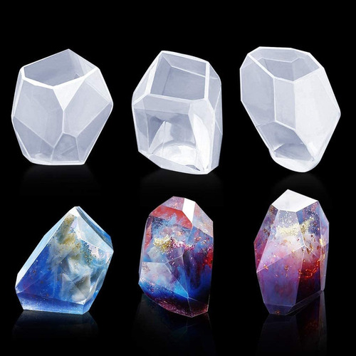 Nuevo 3 Largo Multifacético Molde De Silicona De Piedra