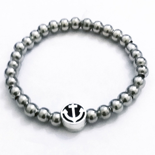 Pulsera De Metal Con Dije De Ancla Elastizada
