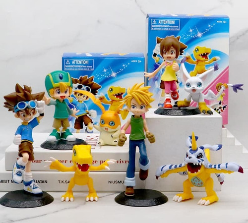 Figuras Digimon Set De 8 Piezas Taiotchi Agumon Hikari