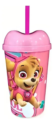 Vaso Pitillo Temático Skye Paw Patrol Para Cumpleaños