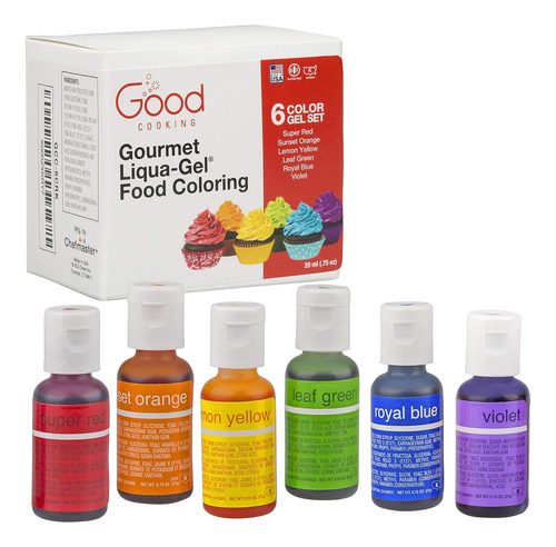 Colorante Alimentario Liqua-gel - Kit De 6 Colores Arcoíris 