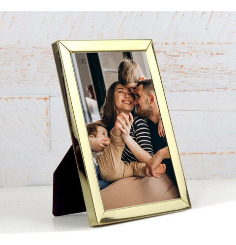 Kit 3 Porta Retratos 2 10x15 E 1 15x20 Kit Moderno Dourado Liso Dourado