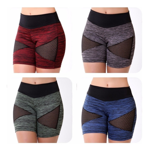 Kit 4 Bermudas Roupas Fitness Femininas Shortes Atacado 8742