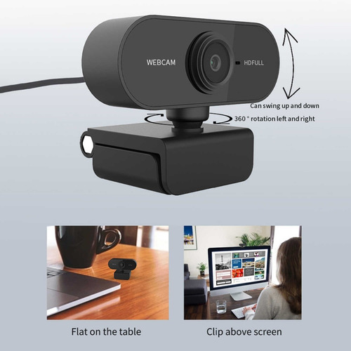 Webcam Full Hd 1080p Mini 360 Plug And Play Usb C/ Microfone