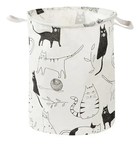 Cesto Organizador Roupa Suja Dobrável Multiuso 20l Gatos