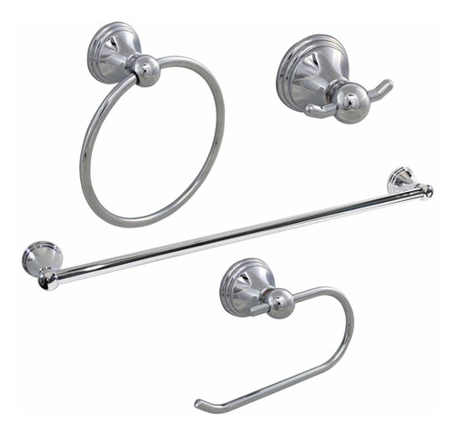 Set De 4 Accesorios Para Baño Cromo Pulido Fdh -7nh8fyl2