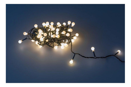 Cordão Led Varal 100 Bolinha 8 Funções F/verde Colorido 110v Luzes Branco Quente
