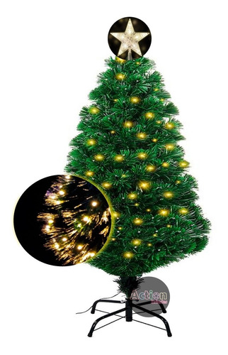 Árvore De Natal Fibra Ótica Cachoeira Led Amarelo 90cm