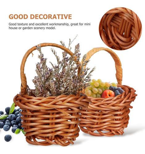 Cesta En Miniatura Modelo Mini Cesta De Flores De Plástico,