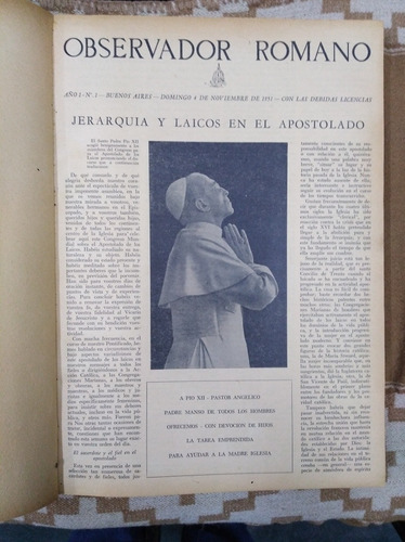 Observador Romano Bs As 1951 Diario Encuadernado