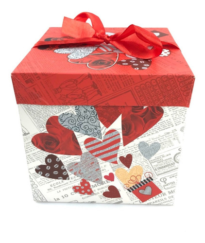 Caja De Regalo Sorpresa Desayuno Plegable 22cm Corazón