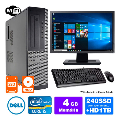 Imagem 1 de 5 de Cpu Barato Dell Optiplex Int I5 2g 4gb Ssd240+1tb Mon19w