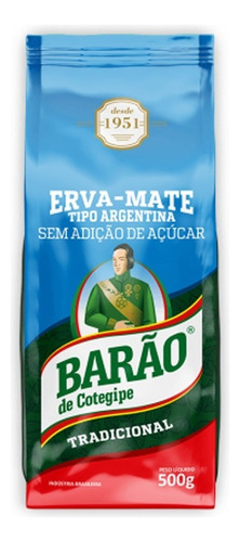 Erva Mate Tipo Argentina Tradicional Barão De Cotegipe 500g